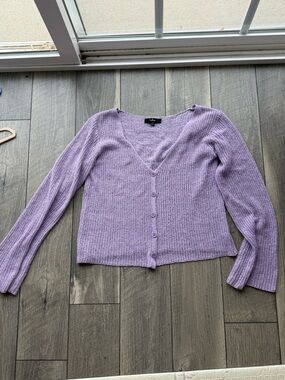 Lulus Lavender V-Neck Button Cardigan Sweater